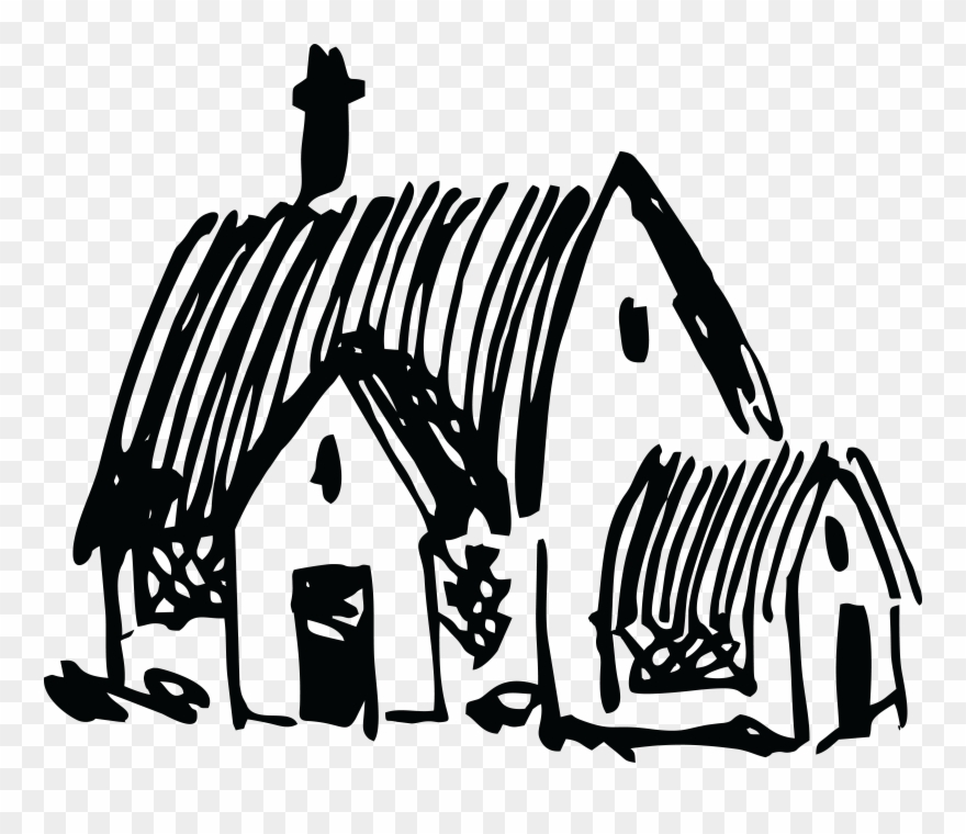 Free Clipart - Village House Clip Art Black And White - Png Download