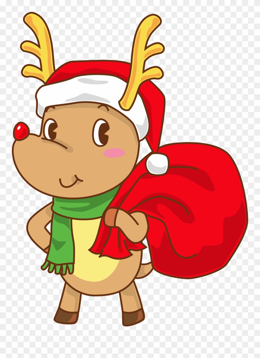 Rudolph With Santa Hat Clipart