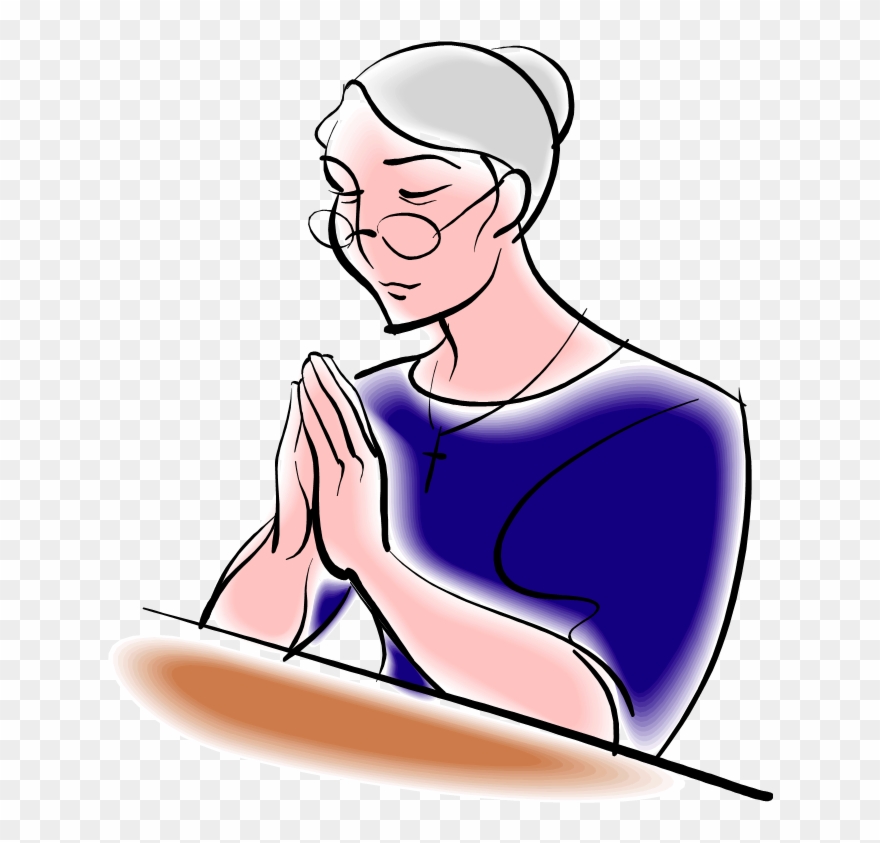 Clipart Minister Woman - Old Woman Praying Clipart - Png Download