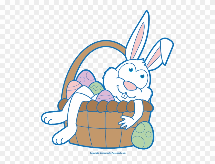 Free Bunny Clipart Free Easter Bunny Clipart Music - Easter Bunny With Basket Clip Art - Png Download