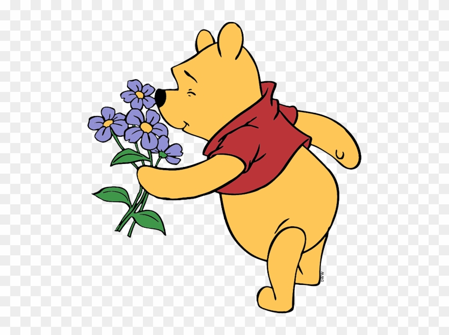 Winnie The Pooh Clipart Flower - Winnie The Pooh Smelling - Png Download