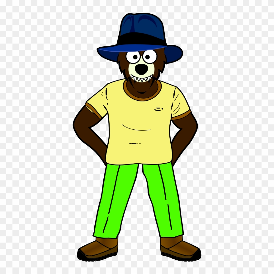 Cartoon Wolf Wearing Clothes - Animals Wearing Clothes Clipart - Png Download