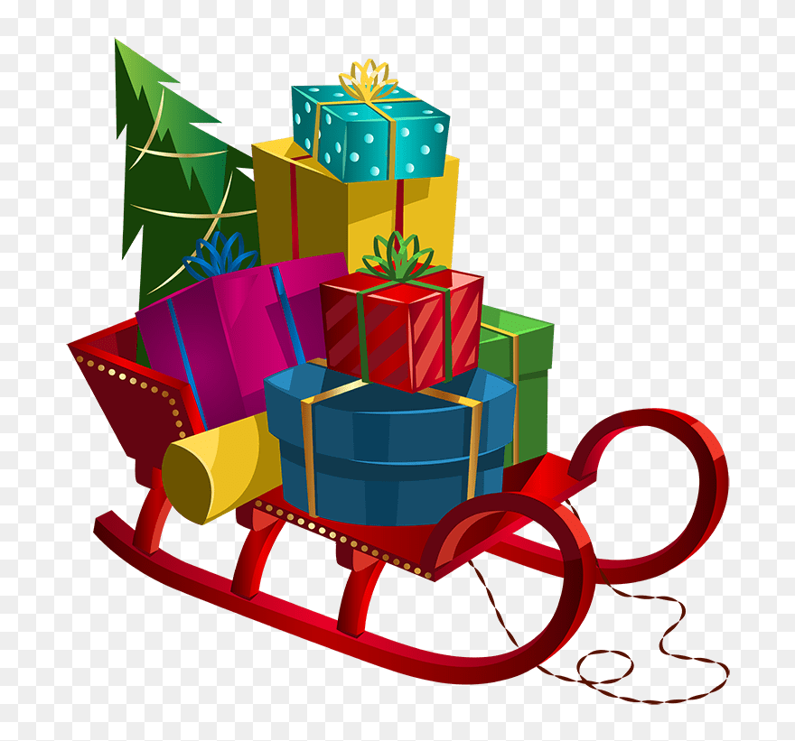 Download Clip Art Transparent Library Free On Dumielauxepices - Christmas Sleigh With Presents - Png Download