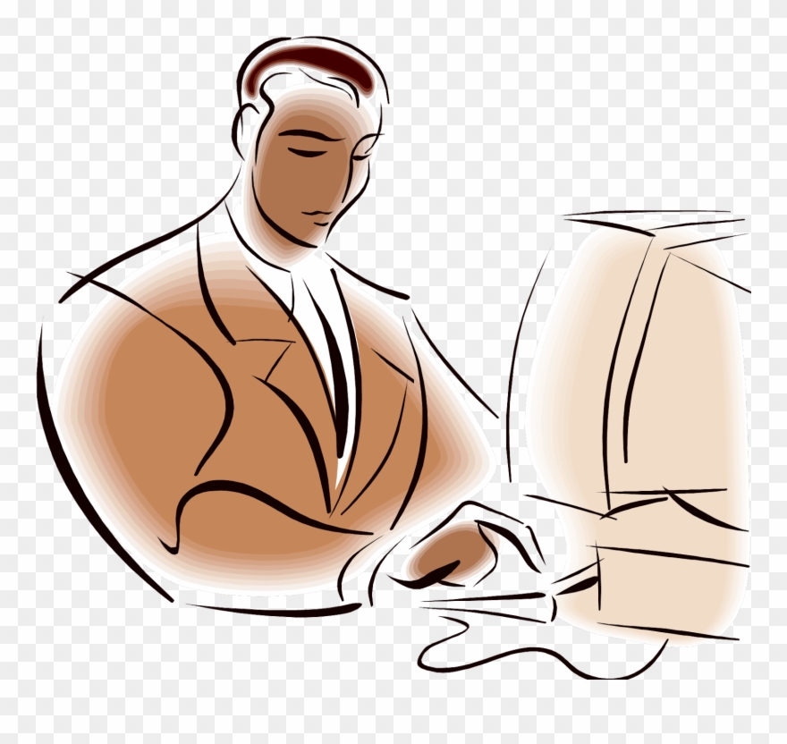 Collection Of Free Indicting Download On Ubisafe - Man Using Computer Clip Art - Png Download