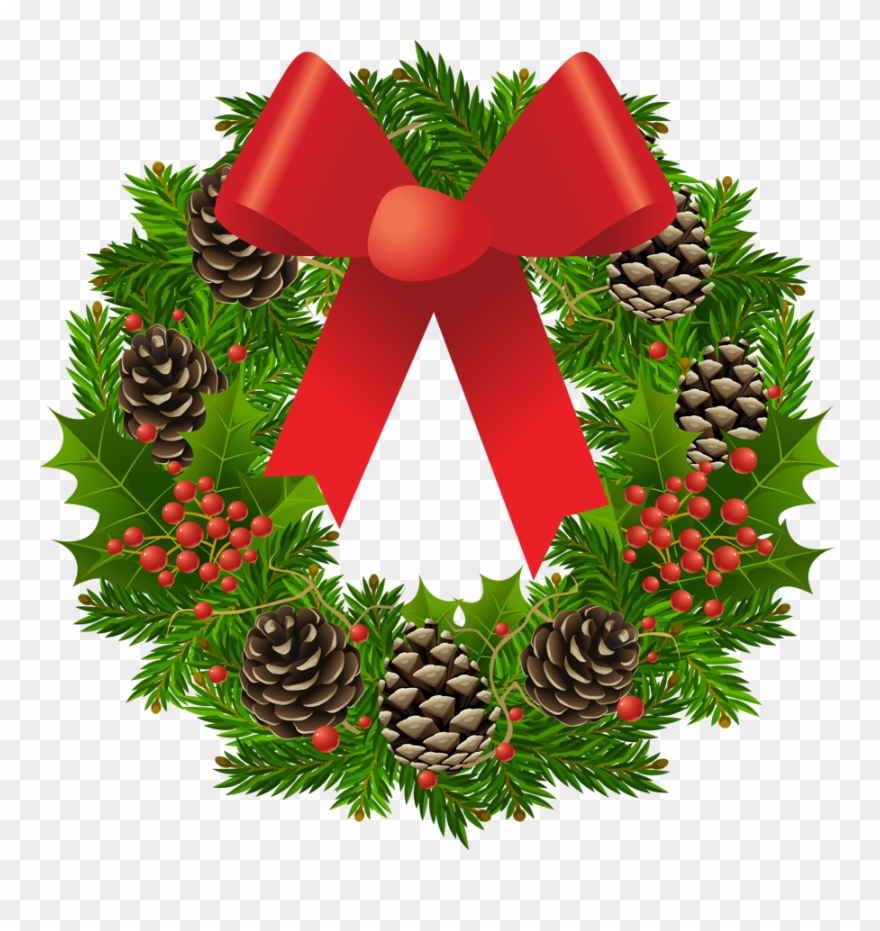 Free Christmas Wreath Clipart - Transparent Christmas Wreath - Png Download