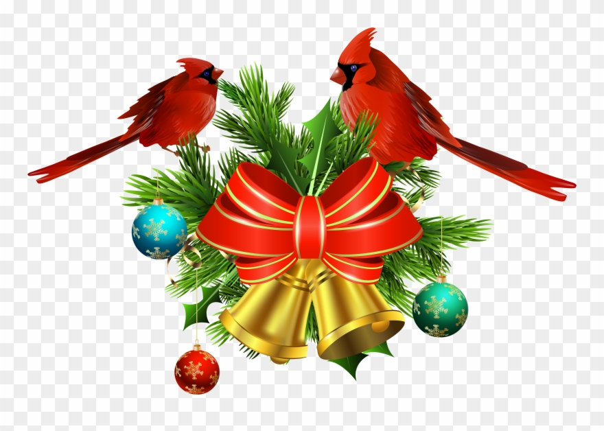 Christmas Bells And Birds Decor Png Transparent Clip - Xmas Png Transparent