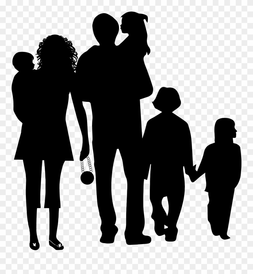 See Here Family Clip Art Black And White - Human Group Silhouette Png Transparent Png