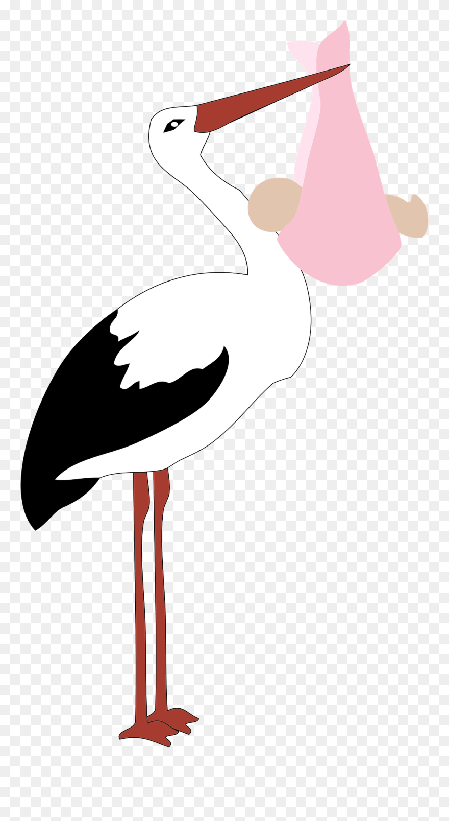 Infant Childbirth Stork Girl - Black Stork Vector Icon Clipart