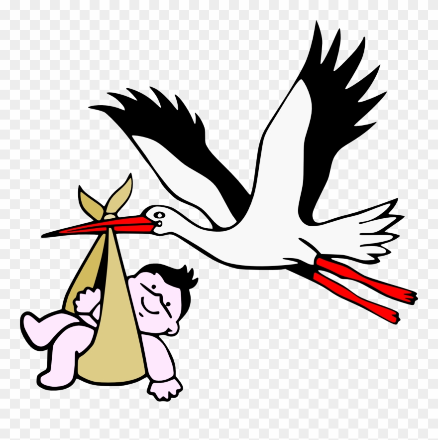 Stork With New-born Child - New Born Clipart