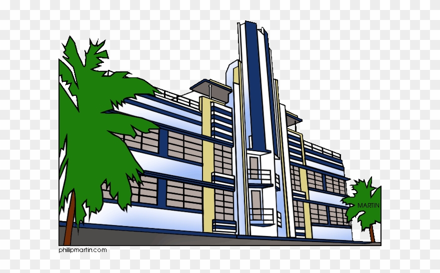 Famous Landmarks Of Florida Miami Art Deco - Art Deco Historic District Clipart
