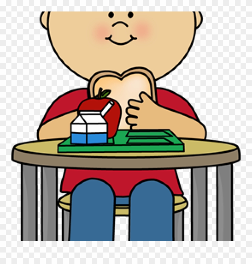 School Lunch Clipart Boy Eating Cafeteria Lunch Clip - Cartoon Boy Eating Lunch - Png Download