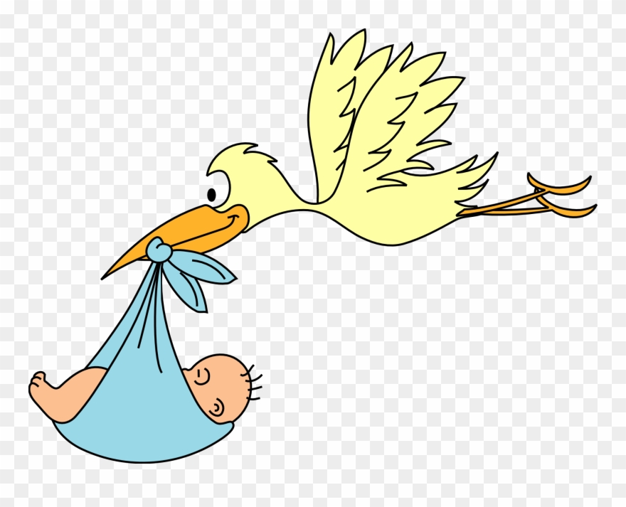 New Baby Girl Clipart - Baby Cartoon Stork - Png Download