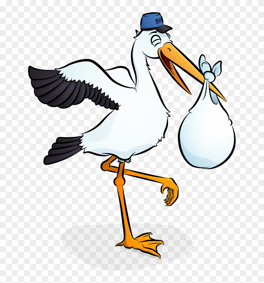 Stork Clipart Baby Transparent Background - Transparent Background Stork Gif - Png Download