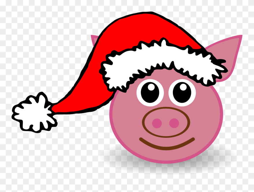 Clip Art Palomaironique Pig Face Cartoon Pink - Pig In Christmas Hat Cartoon - Png Download