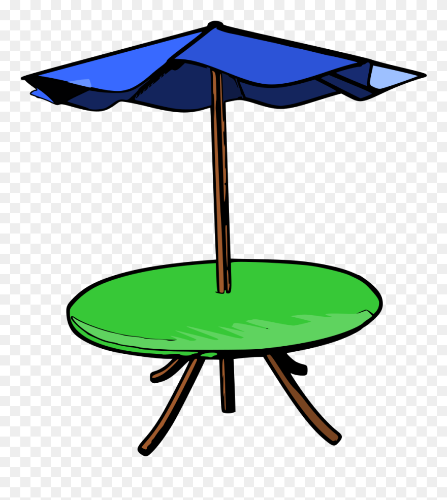 Picnic Table Clipart End Summer - Picnic Table With Umbrella Clipart - Png Download