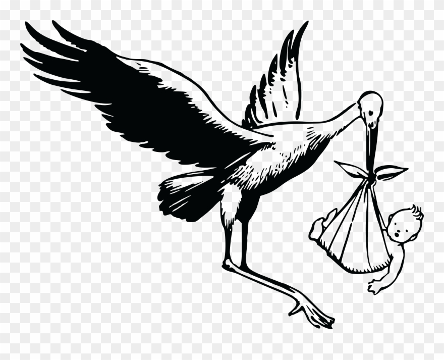 Free Clipart Jpg Png Eps Ai Svg Cdr Stork With Baby - Black And White Stork With Baby Transparent Png