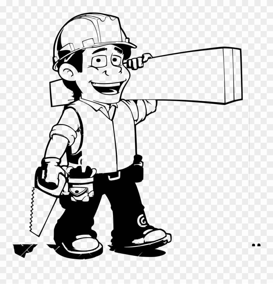 Clipart - Carpenter Clipart Black And White - Png Download