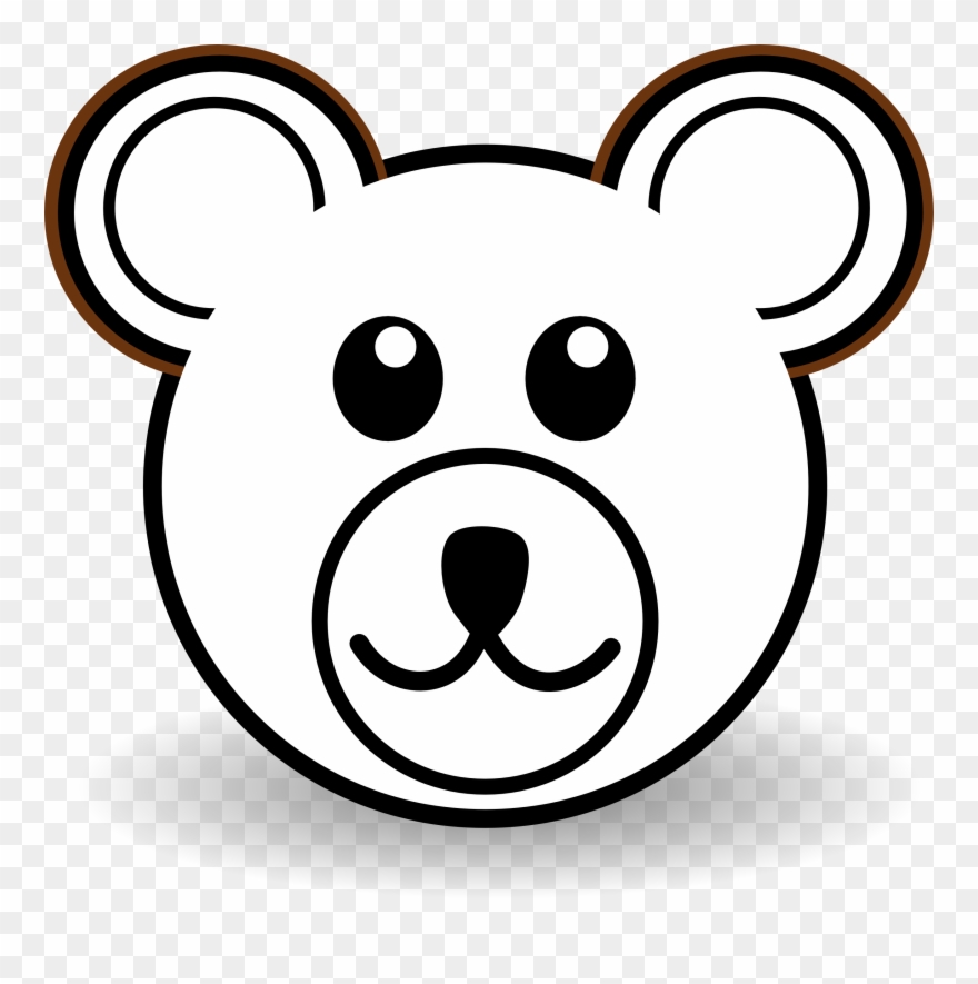 Black Bear Clipart Line Drawing - Colouring Page Animal Face - Png Download