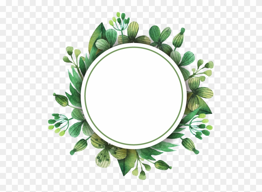 Flower Tulip Clip Art Painted Green Leaves - Leaves Frame Clip Art - Png Download