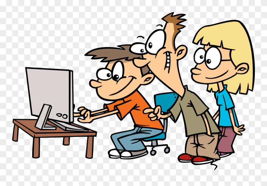 Student Working On Math Image Clipart Clip Art Library - Cartoon People On Computers - Png Download