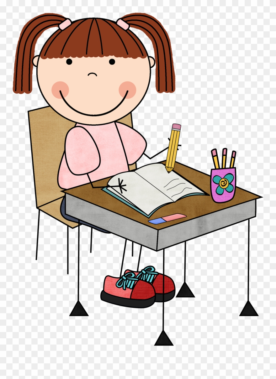 Girl Student Working Clipart Clip Art Library - Student Writing Clip Art - Png Download
