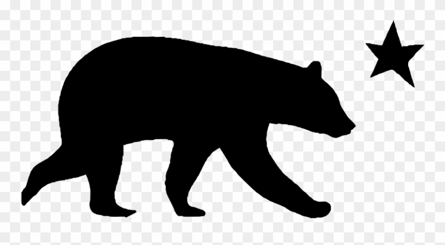 Grizzly Bear Silhouette Clip Art - California Bear And Star - Png Download