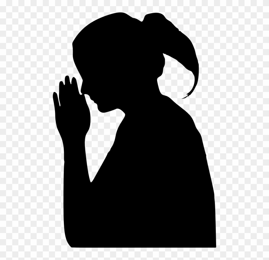 Praying Hands Silhouette Line Art Drawing - Spirituality Clipart - Png Download
