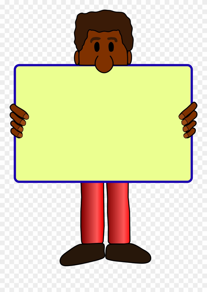African American Man With Yard Sign Vector Clipart - Man With A Sign Png Transparent Png