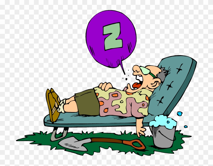 Cartoon Of A Lazy Man Snoring In A Lawn Chair - Lazy Clipart Png Transparent Png