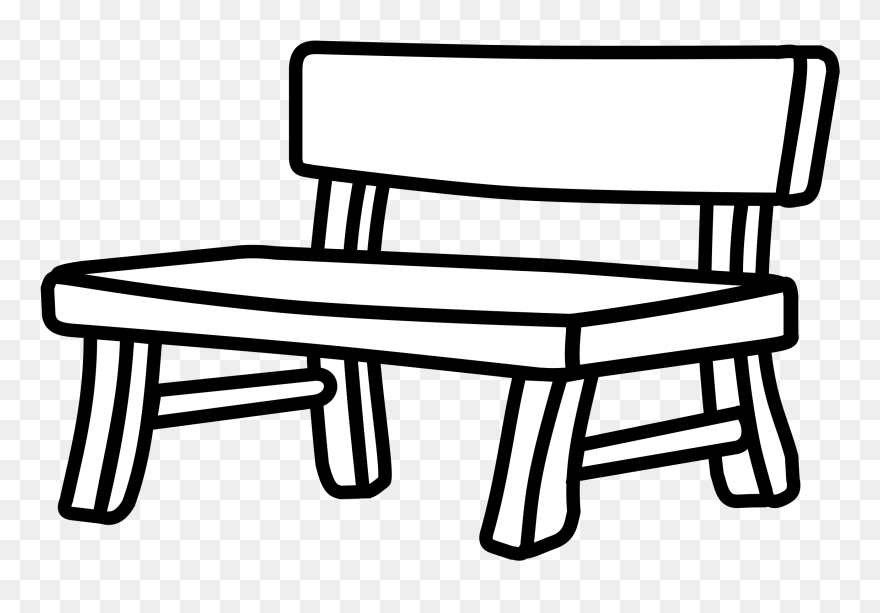 Bench Drawing White Black Park - Bench Clipart - Png Download