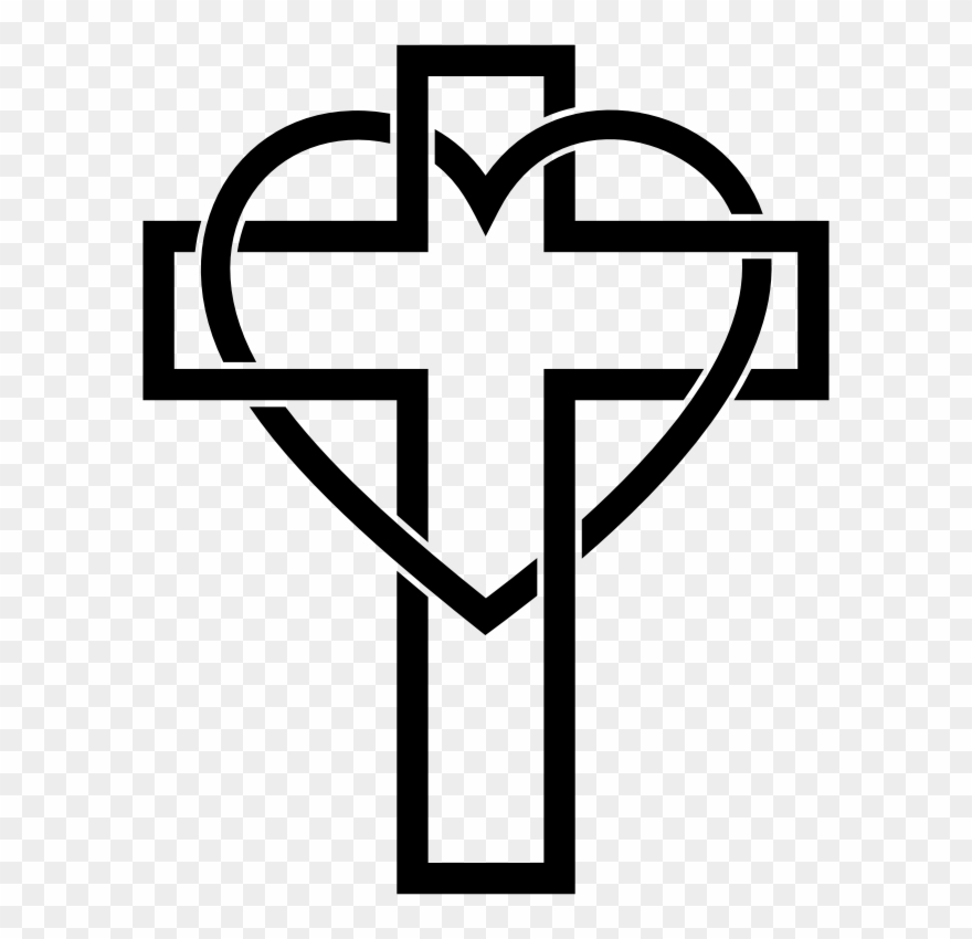 Christian Cross Christianity Religion Sacred Heart - Heart And Cross Clipart