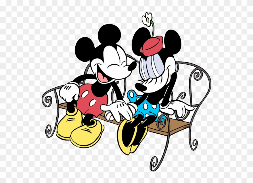 Minnie On Park Bench - Minnie And Mickey Vintage Clipart