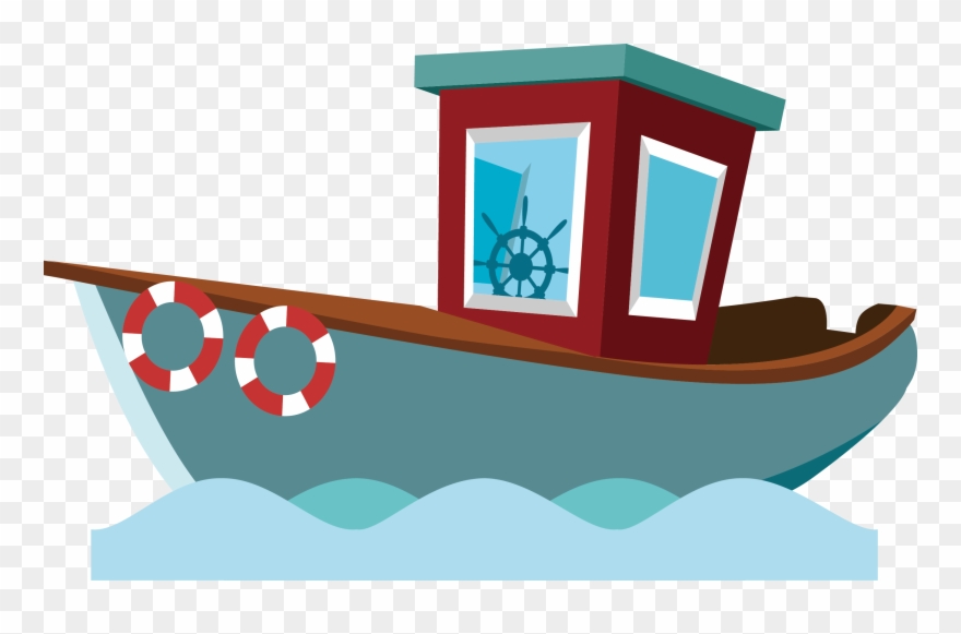 Clipart Black And White Fisherman Vector Boat Cartoon - Barco De Pesca Dibujo - Png Download