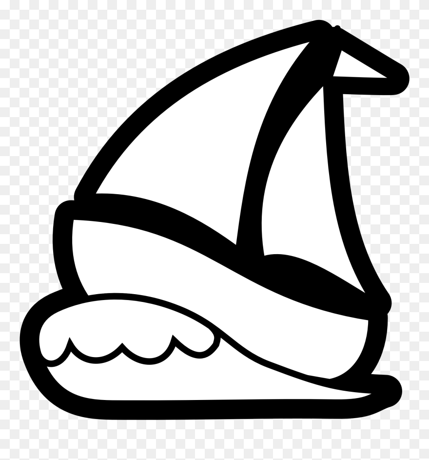 Free Sailboat Clipart Black And White Image - Boat Cartoon Black And White - Png Download