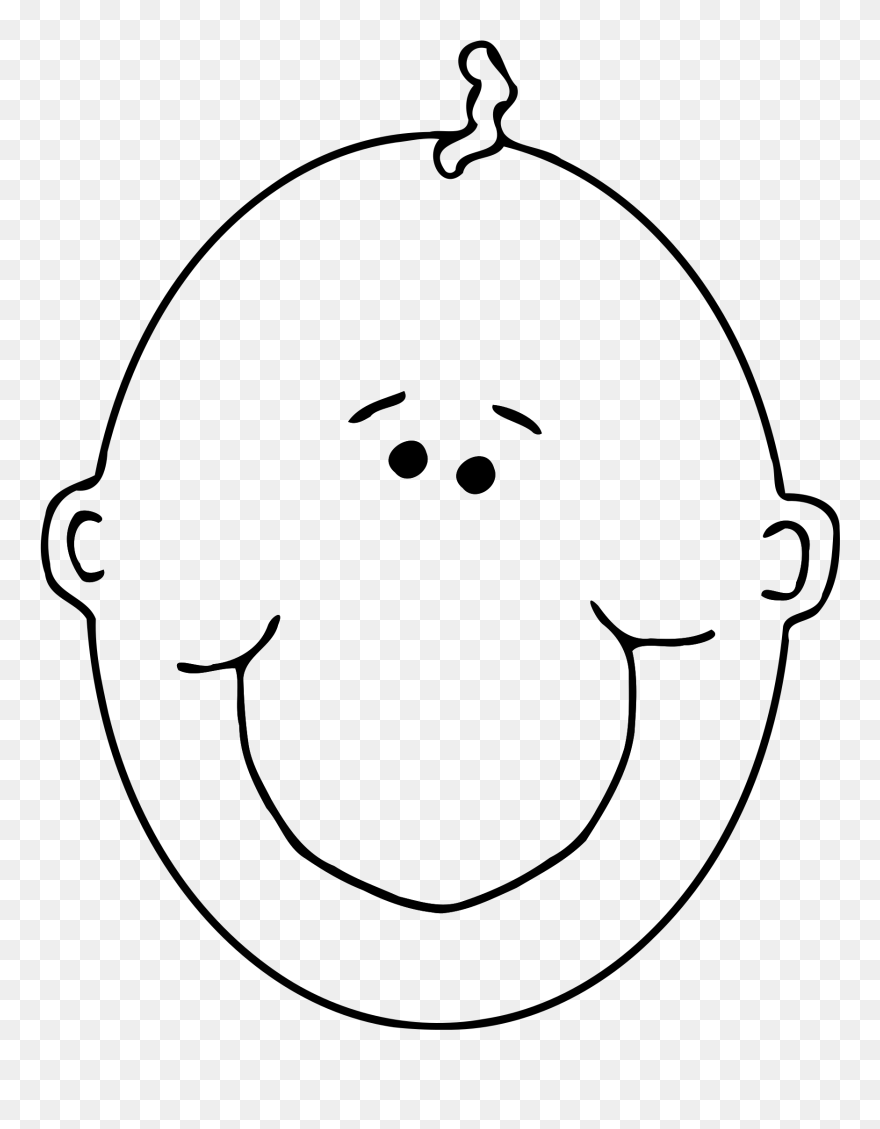 Clipart - Boyface8 Outline - Baby Face Clip Art Black And White - Png Download