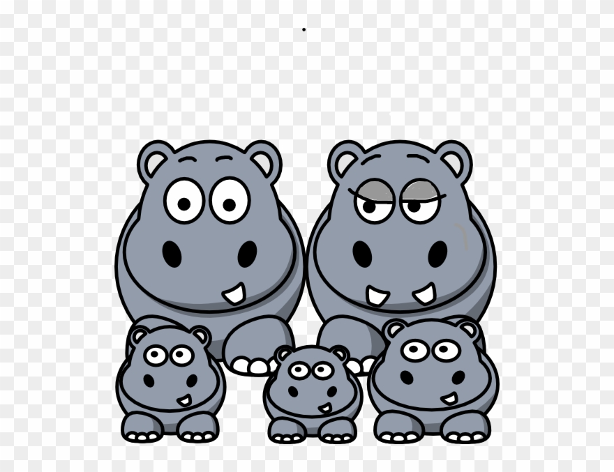 Family Clip Art At Clker Com Vector - Cartoon Family Of Hippos - Png Download