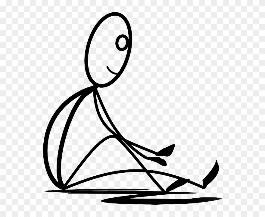 Jpg Black And White Stock Sitting Stretching Resting - Stick Figure Sitting Down Clipart