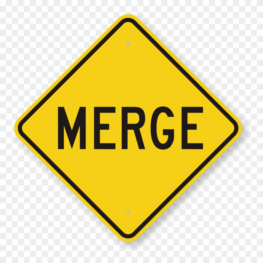 Merge Road Traffic Control Sign - Caution Traffic Sign Clipart