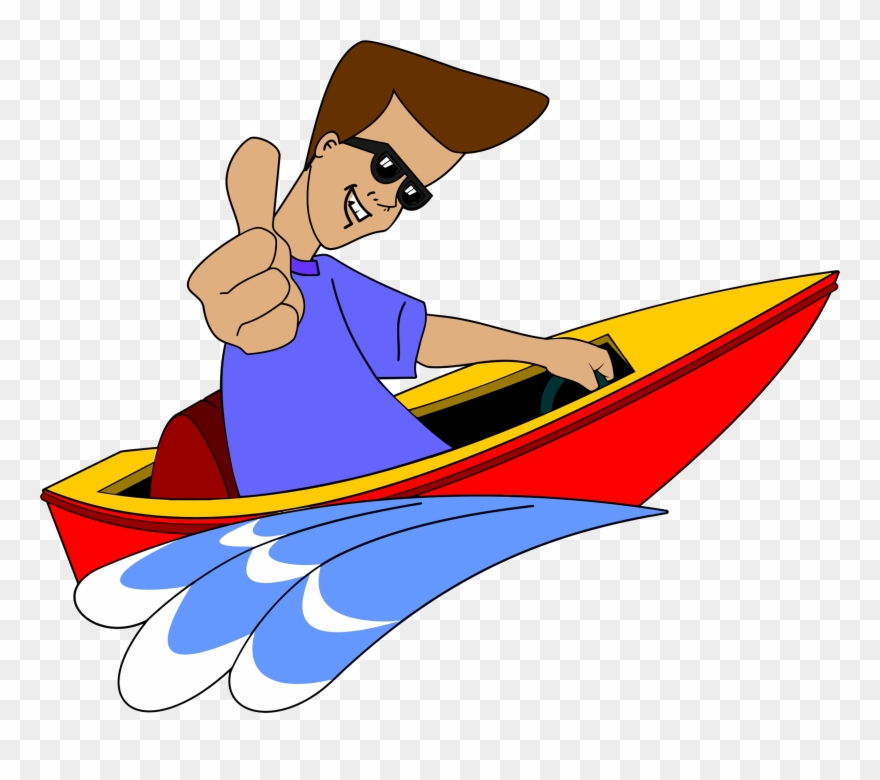 Clipart - Man In Boat Cartoon - Png Download