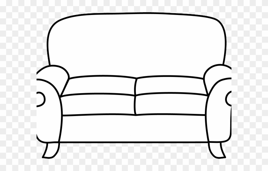 Sofa Clipart Comfy Couch - Black And White Clip Art Sofa - Png Download