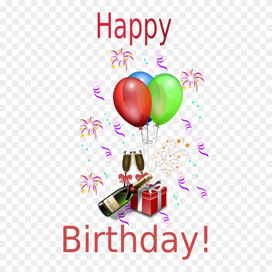 Happy Birthday Daughter In Law Clipart - Happy Birthday Wine And Balloons - Png Download