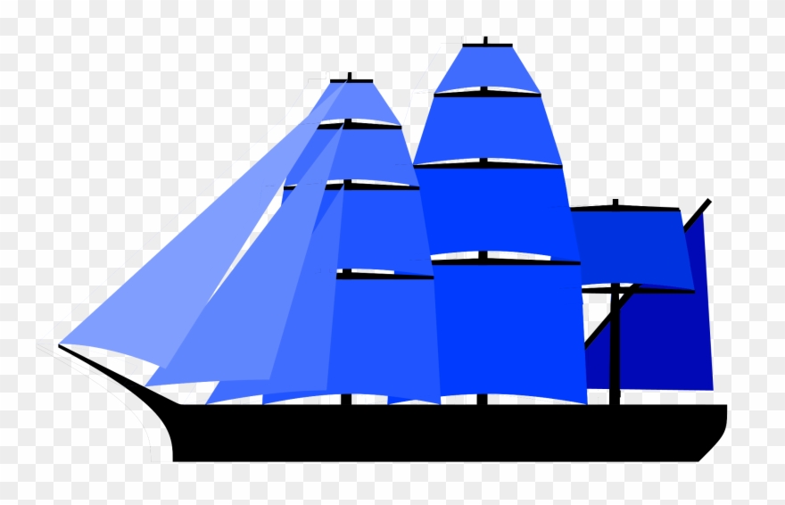 Sailing Ship Clipart Blue Boat - Sailing Ship - Png Download