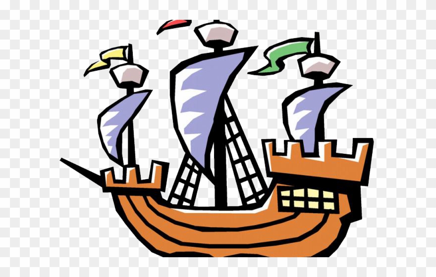 Sailing Ship Clipart Labor Day - Easy Christopher Columbus Ship - Png Download
