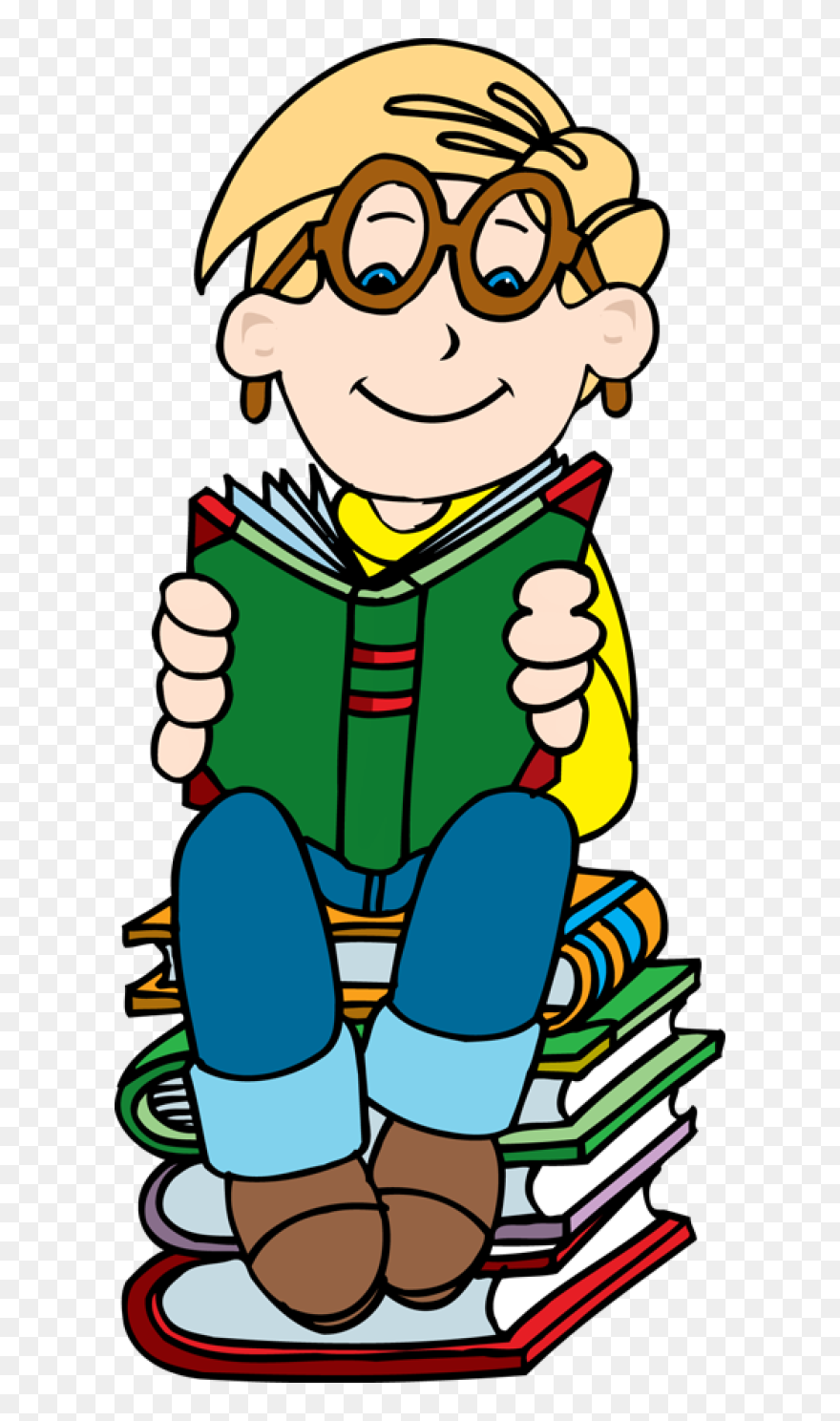 Girl Reading Book Clip Art - Free Clipart Boy Reading Book - Png Download