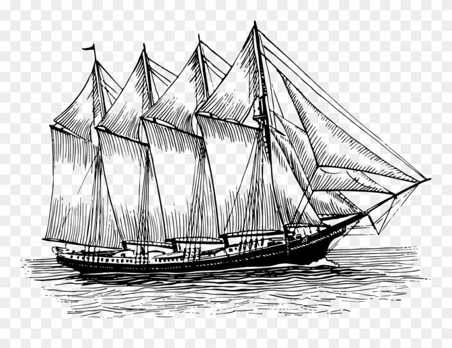 Onlinelabels Clip Art - Schooner Line Art - Png Download