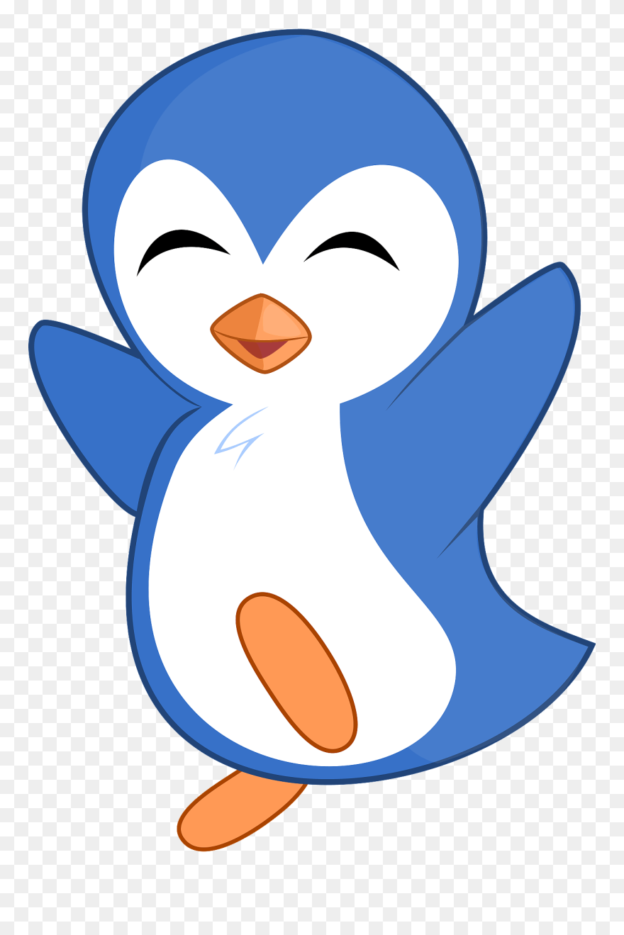 Open Clip Art - Cute Blue Cartoon Penguin - Png Download