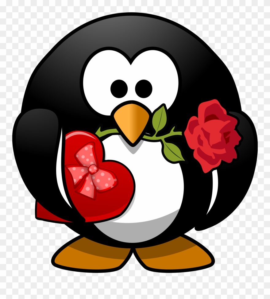 Clipart - Valentine's Day Penguin - Png Download