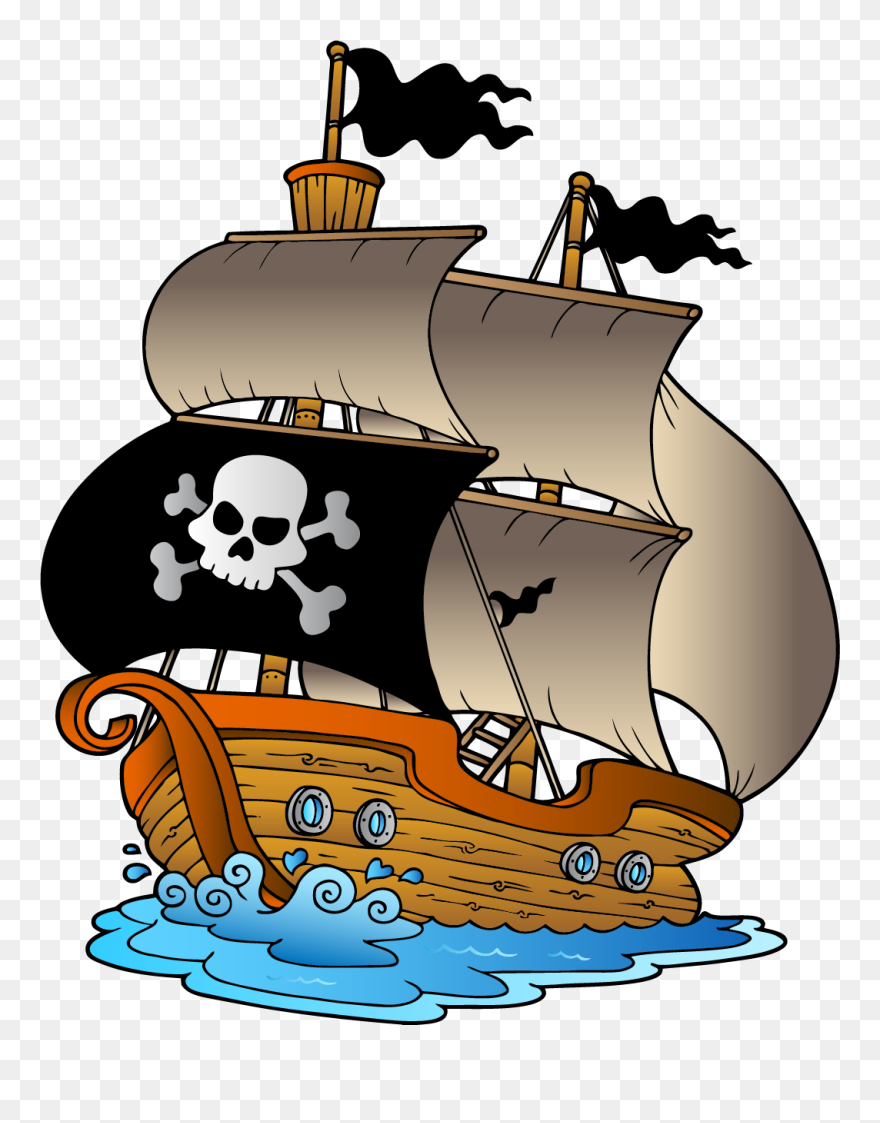 Sailing Ship Clipart Pizza - Pirate Ship Clip Art Free - Png Download