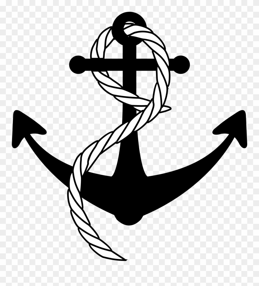 Jpg Library Download Anchor Clip Ship - Decorative Throw Pillow Case Black Anchor Cotton Polyester - Png Download