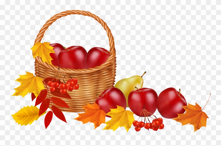 Basket With Fruits And Autumn Leaves Png Clipart Image - Free Clip Art Autumn Transparent Png
